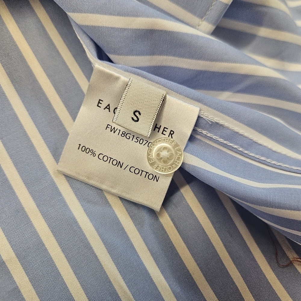 Each x Other Shirt Womens Small White Blue Stripe Paris Luxury Top Blouse - Picture 8 of 10